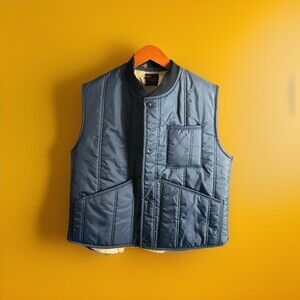 Vintage 70s 80s Outdoor Adventures Waterproof Work Vest Sz Medium Blue Insulated